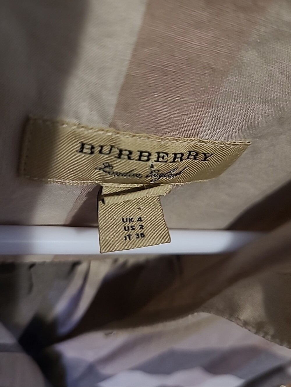 Burberry Checkered Beige Cotton Shirt Dress No Belt Size 2 - Picture 5 of 16